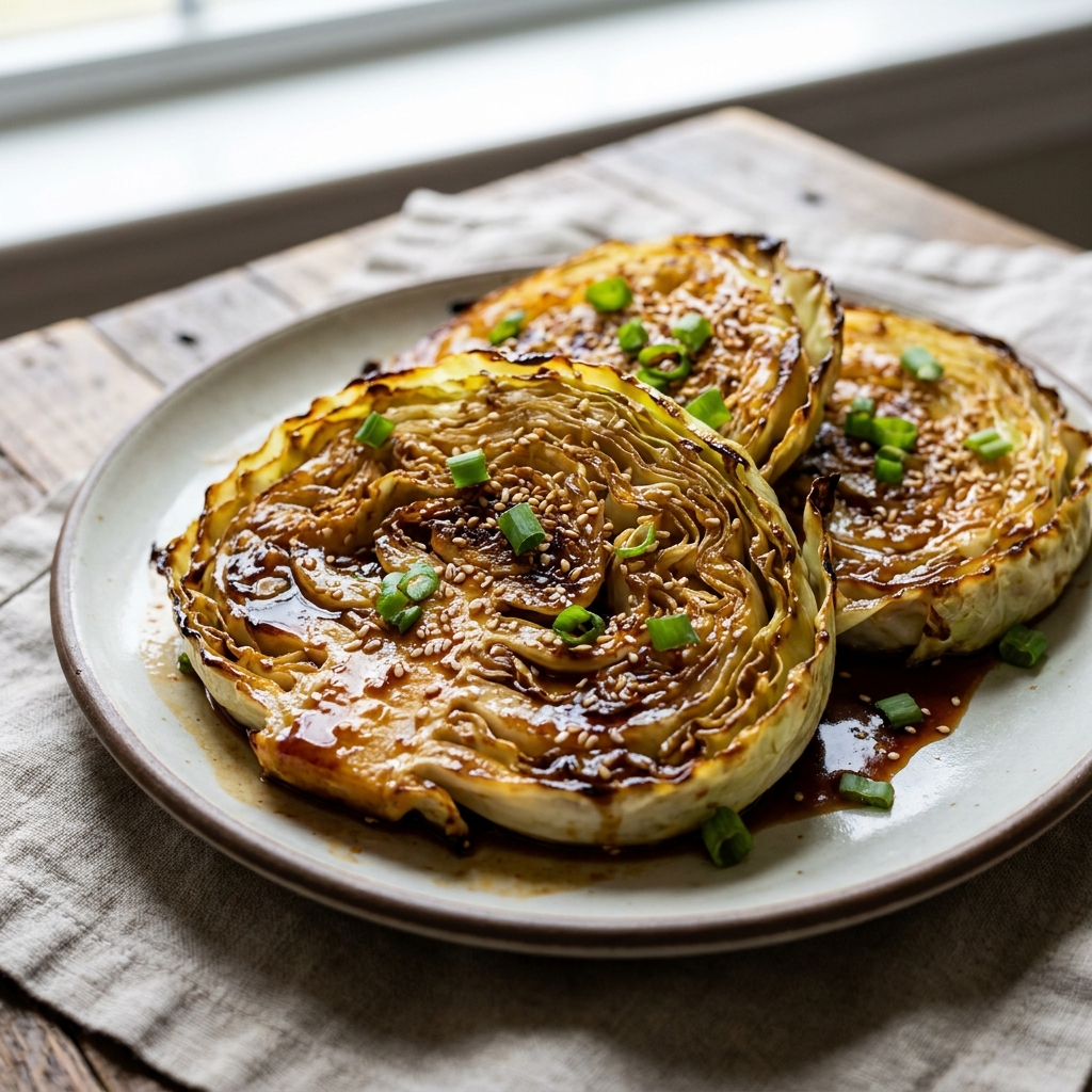 Miso cabbage steaks