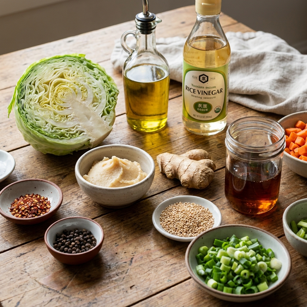 Miso cabbage steaks