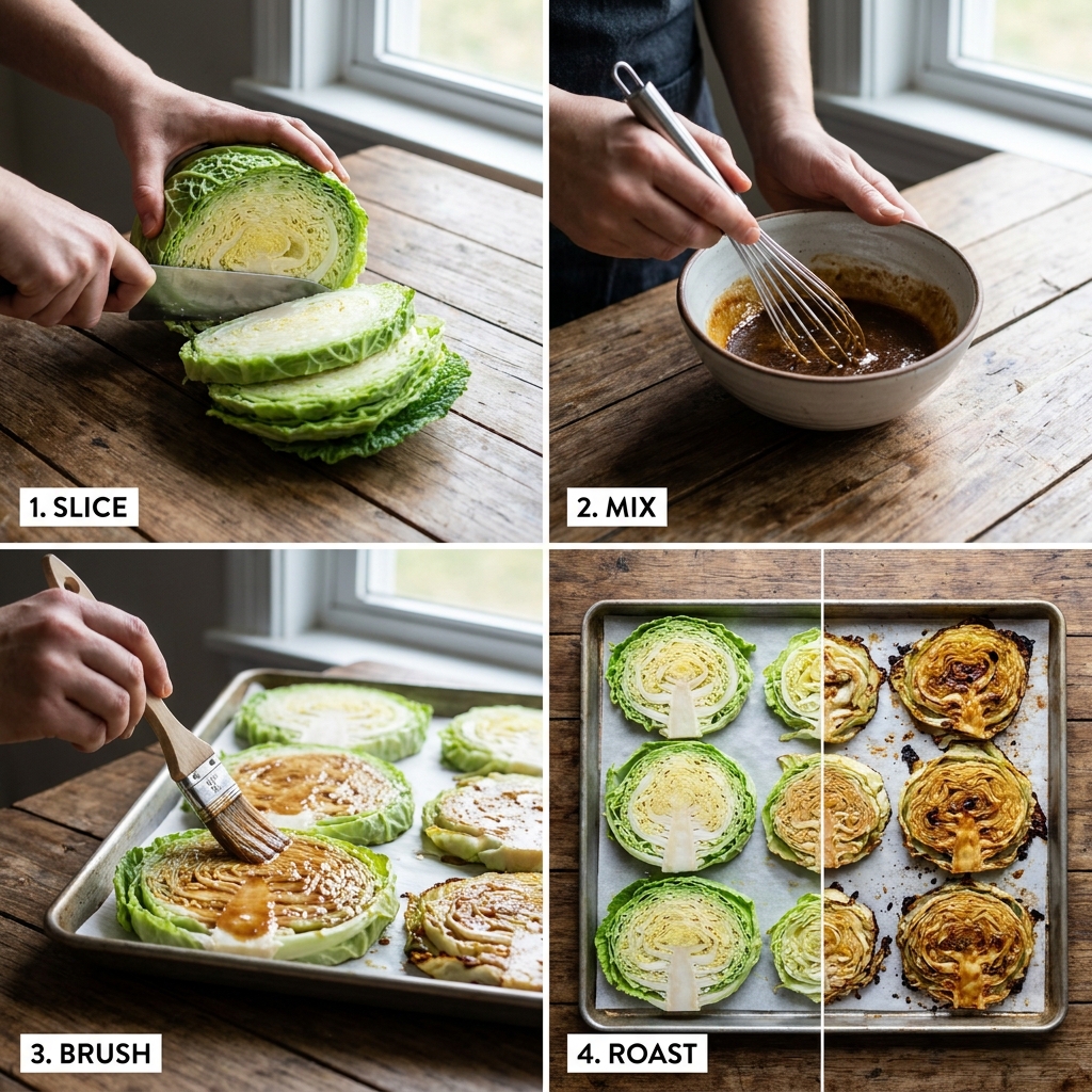 Miso cabbage steaks