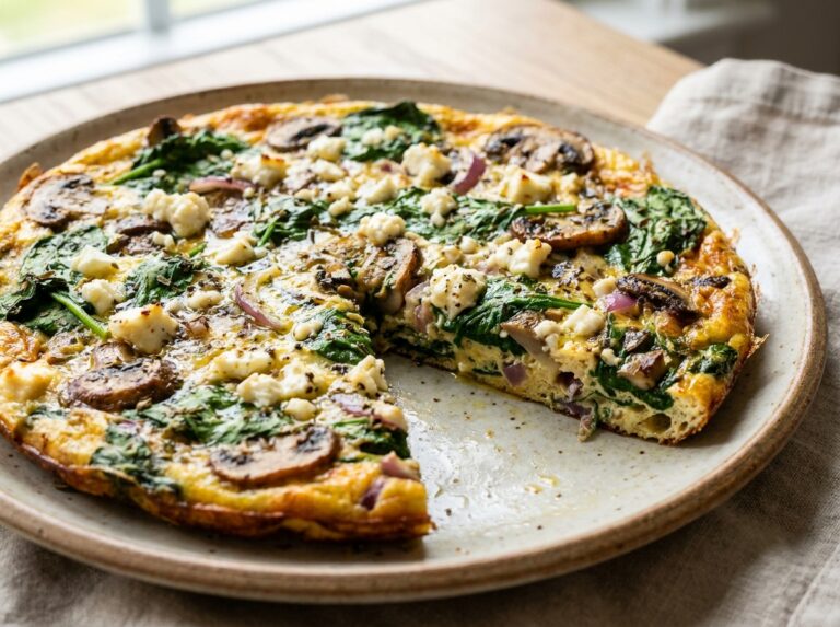 Mediterranean Spinach Mushroom Frittata with Feta Recipe 17 A realistic close up recipe photo 202604301459