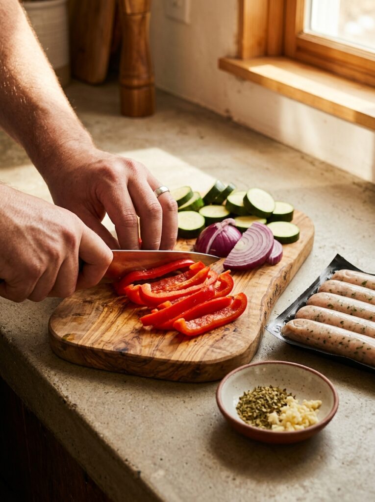 Mediterranean One Pan Chicken Sausage and Vegetables Recipe 14 Chicken Sausage and Vegetables R… 202605011919 2