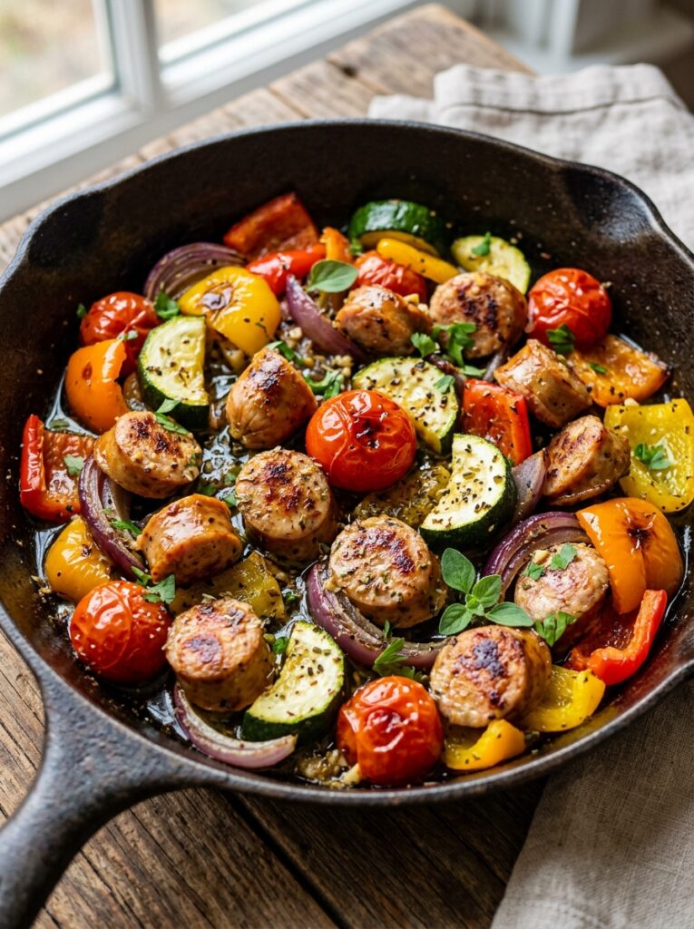Mediterranean One Pan Chicken Sausage and Vegetables Recipe 12 Chicken sausage and vegetables r… 202605011923