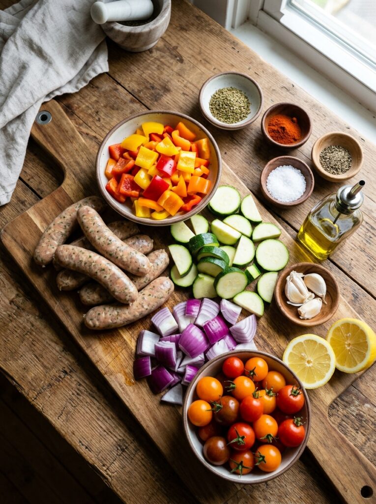 Mediterranean One Pan Chicken Sausage and Vegetables Recipe 13 Chicken sausage vegetables recip… 202605011919