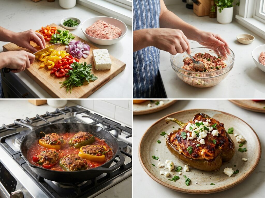 Mediterranean Ground Chicken Stuffed Peppers with Feta Recipe: A Flavorful Homemade Dinner 14 Chicken stuffed peppers recipe p… 202604301506