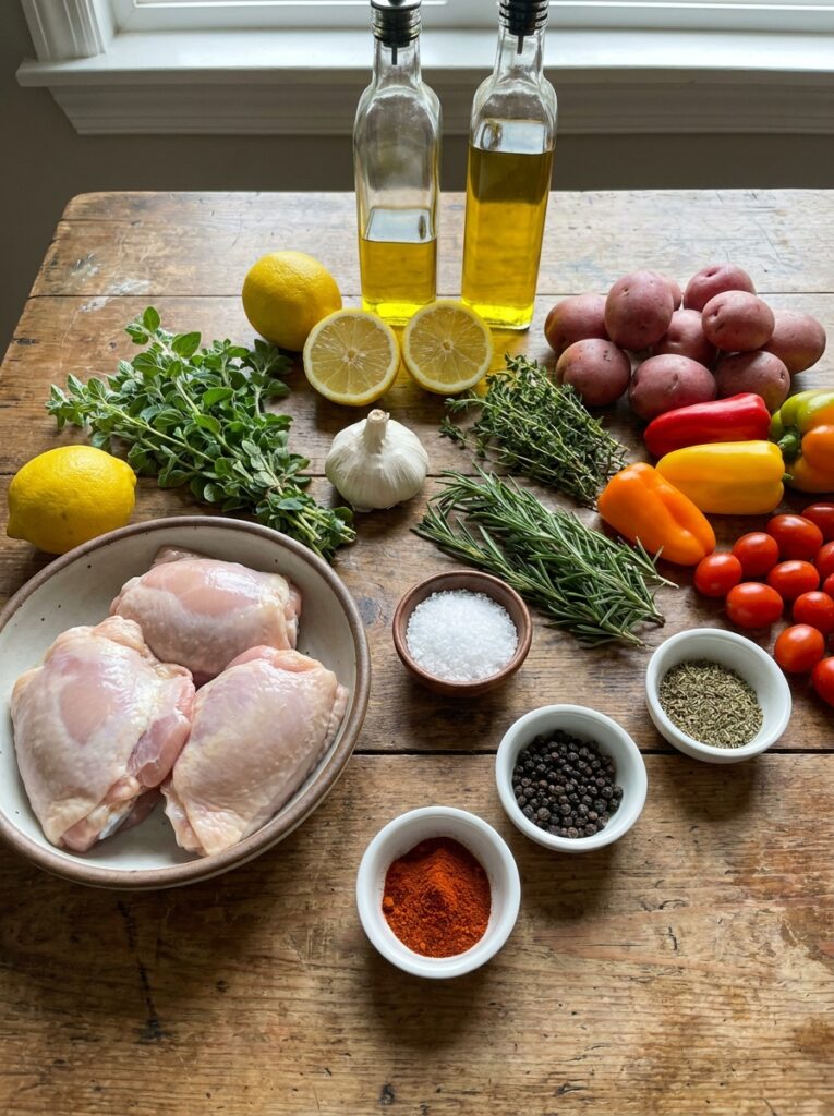 Mediterranean Lemon Herb Chicken Thighs with Roasted Potatoes Recipe 13 Chicken thighs with 202604272227