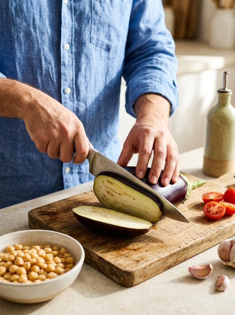 Chickpea stuffed eggplant 202604261450