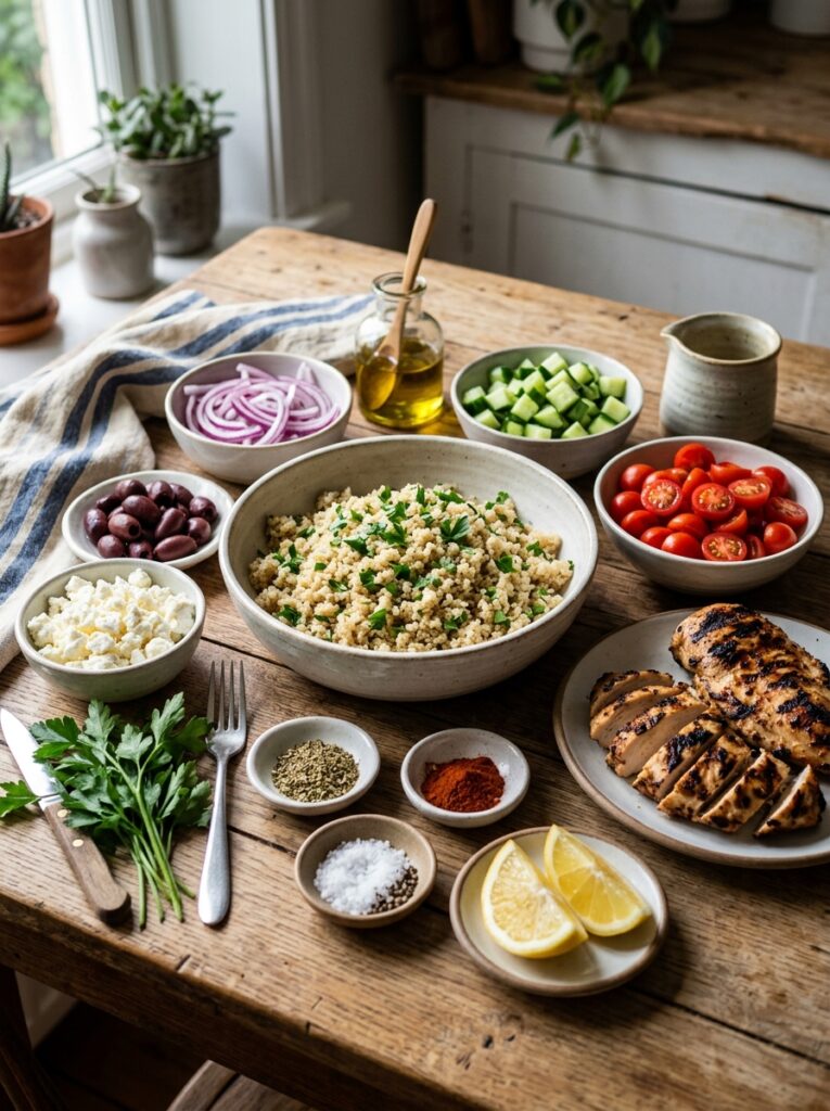 Mediterranean Grilled Chicken Quinoa Salad Recipe 13 Close up amateur photo of 202605011853