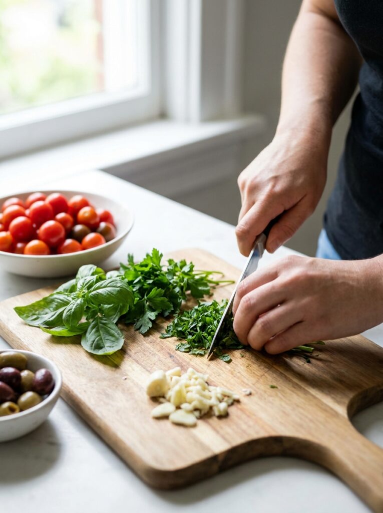Cooking Mediterranean pasta 202604182017