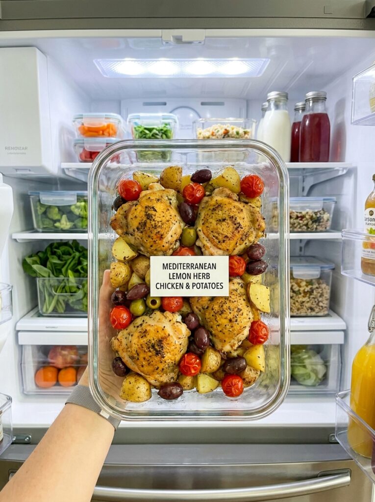 Mediterranean Lemon Herb Chicken Thighs with Roasted Potatoes Recipe 16 Food storage containers 202604272230