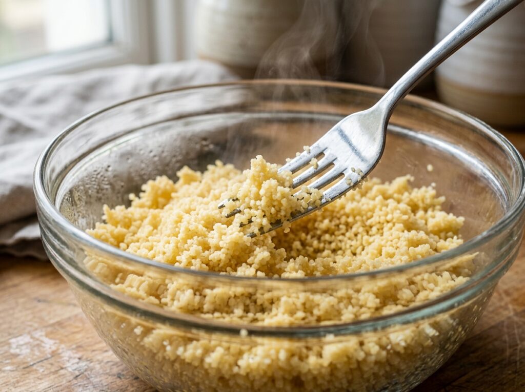 Fork fluffing cooked 202604091511