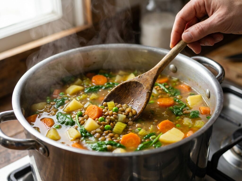 Hand stirring soup 202604081650