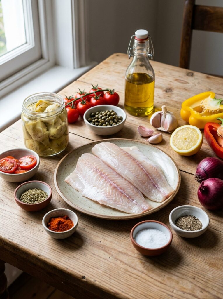 Mediterranean Baked Haddock with Artichokes Tomatoes and Cappers Recipe 13 Ingredients for baked haddock re… 202605011828