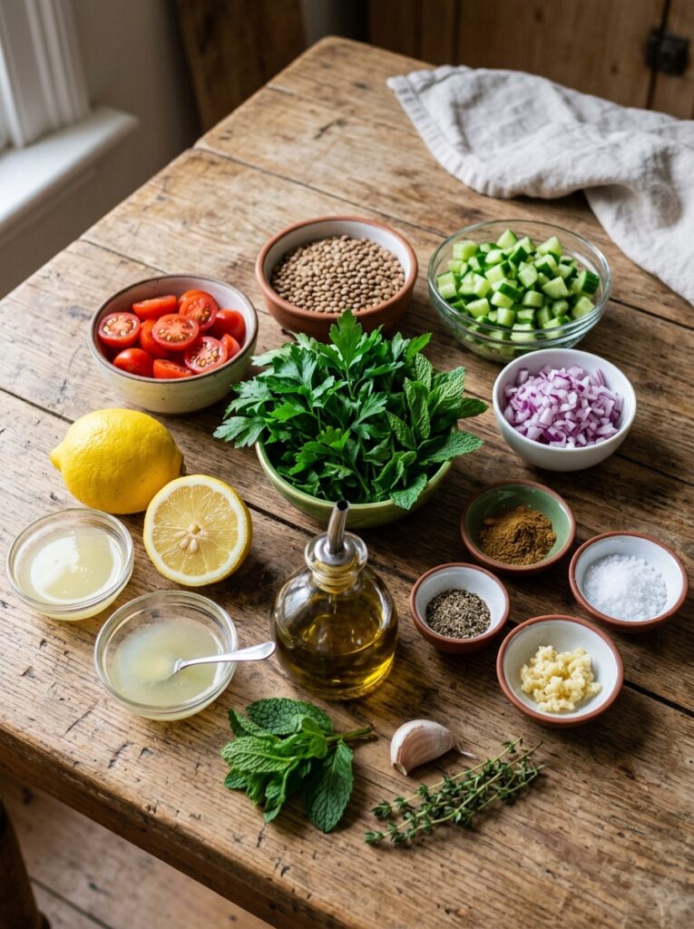 Ingredients for lentil tabbouleh… 202605011900