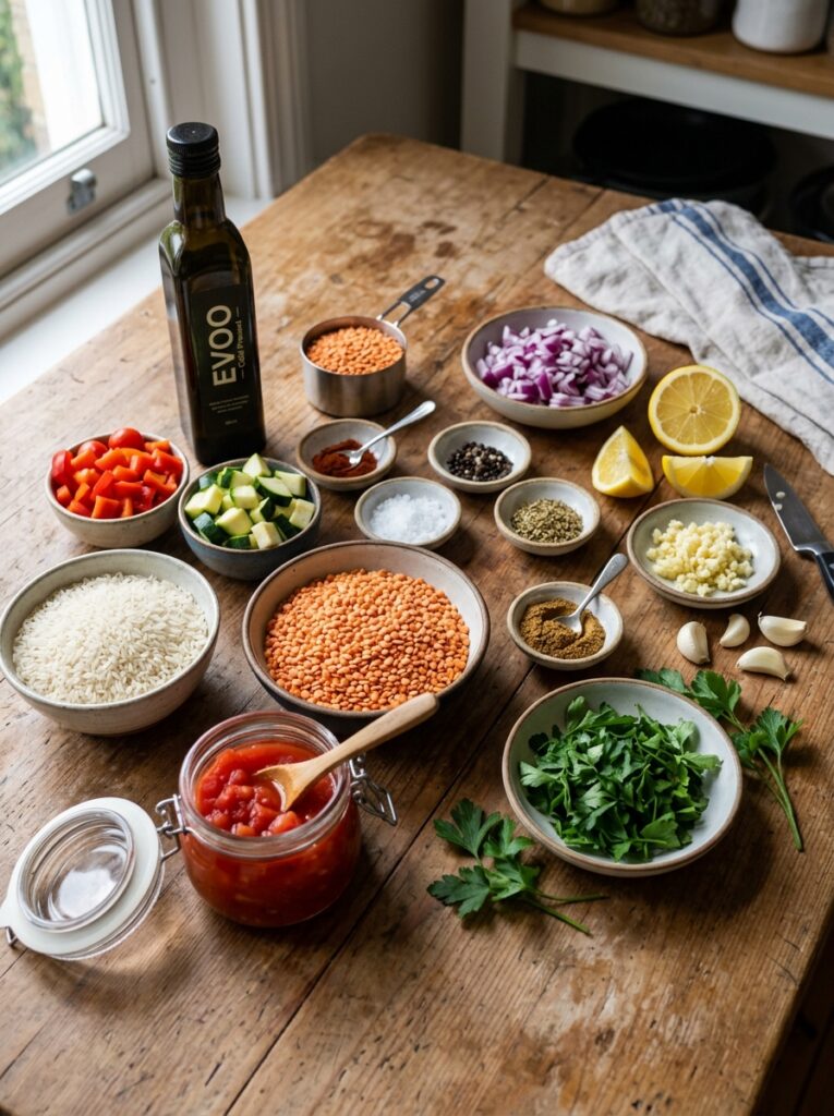 easy mediterranean lentil tomato rice recipe 13 Ingredients for lentil tomato rice 202605011908
