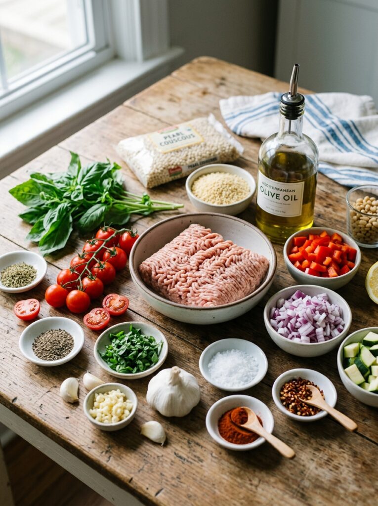 mediterranean tomato basil turkey meatballs with couscous recipe 13 Ingredients for tomato basil tur… 202605011847