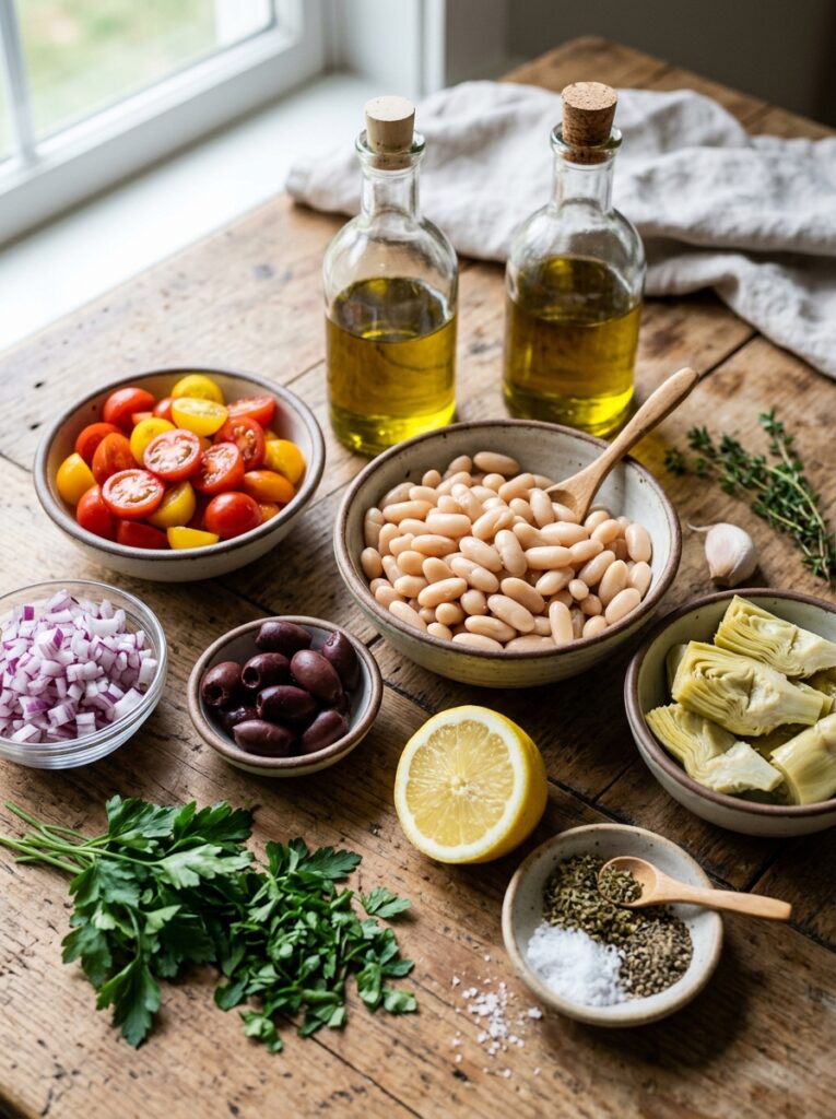 Mediterranean White Bean Artichoke Salad Recipe: Fresh, Easy, and Healthy 13 Ingredients for white bean salad 202604282118