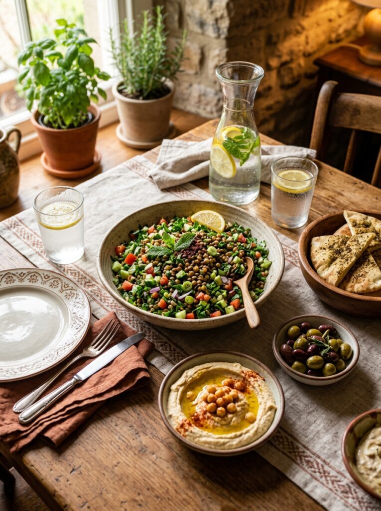 Lentil tabbouleh with side dishes 202605011900