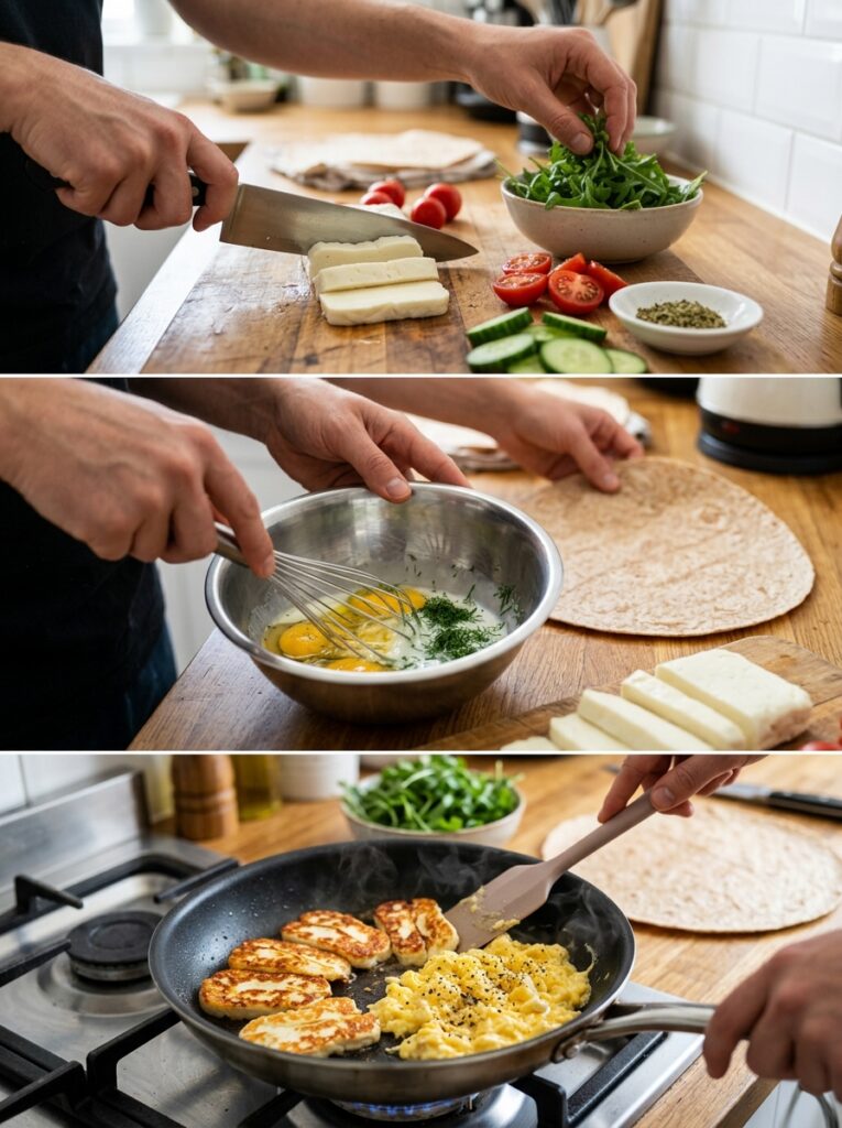 Mediterranean Breakfast Wrap with Halloumi Eggs and Arugula Recipe 14 Mediterranean breakfast wrap recipe 202605011843