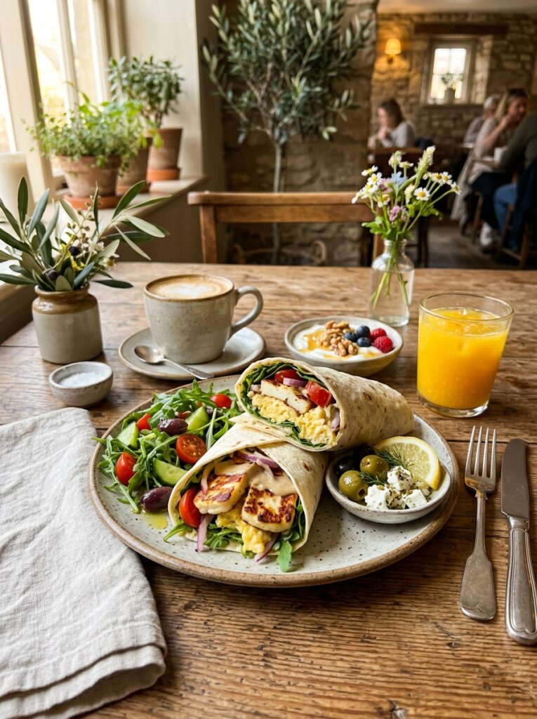 Mediterranean Breakfast Wrap with Halloumi Eggs and Arugula Recipe 15 Mediterranean breakfast wrap setup 202605011843