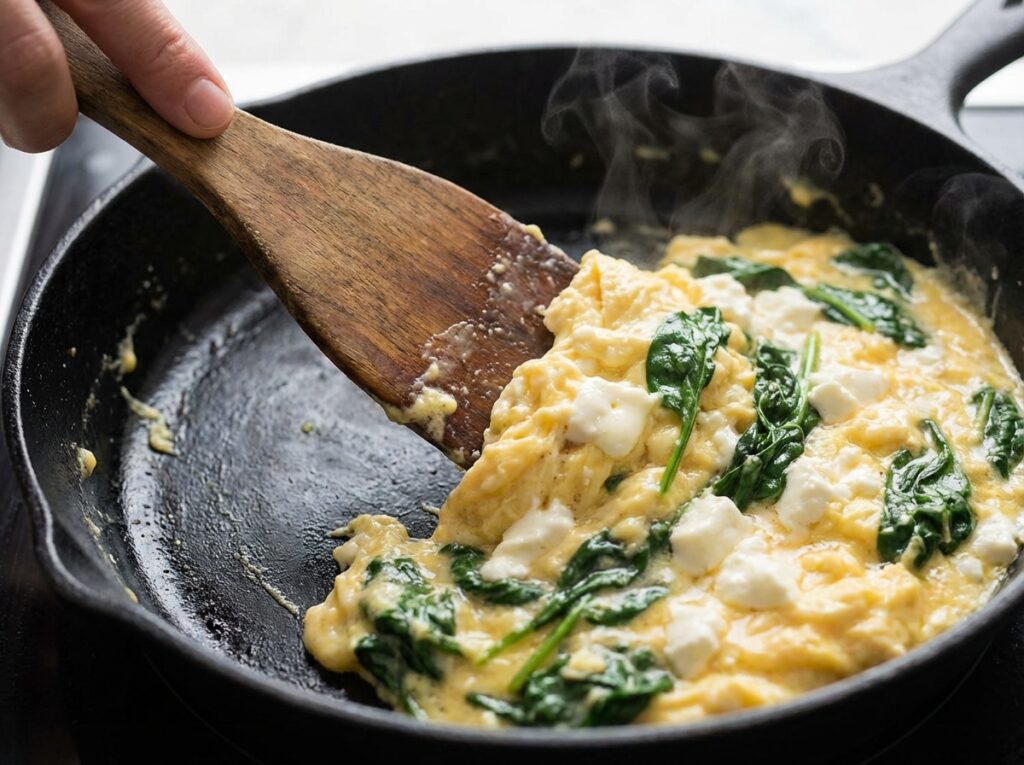 Person folding eggs 202604081606