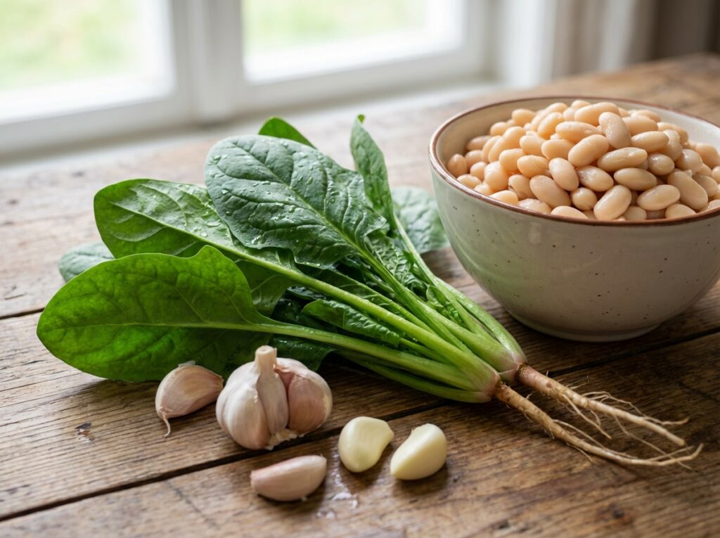 Spinach leaves garlic 202604091719