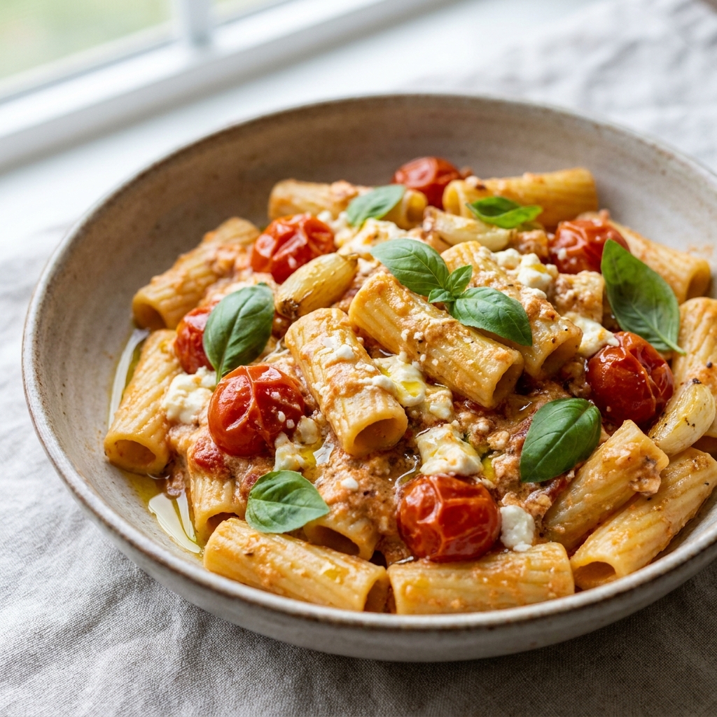 tiktok tomato feta pasta recipe
