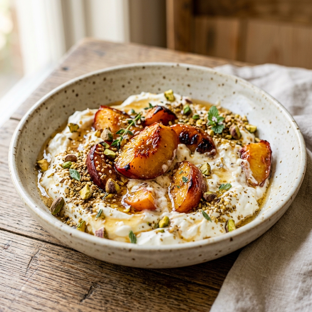 Roasted Nectarine Mess With Pistachio Dukkah Recipe