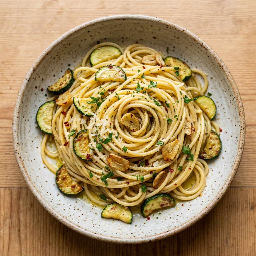 Spaghetti Aglio Olio With Zucchini Recipe