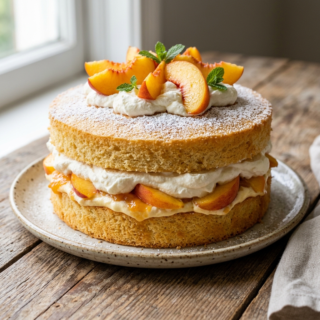 Peaches and Cream Victoria Sandwich Recipe