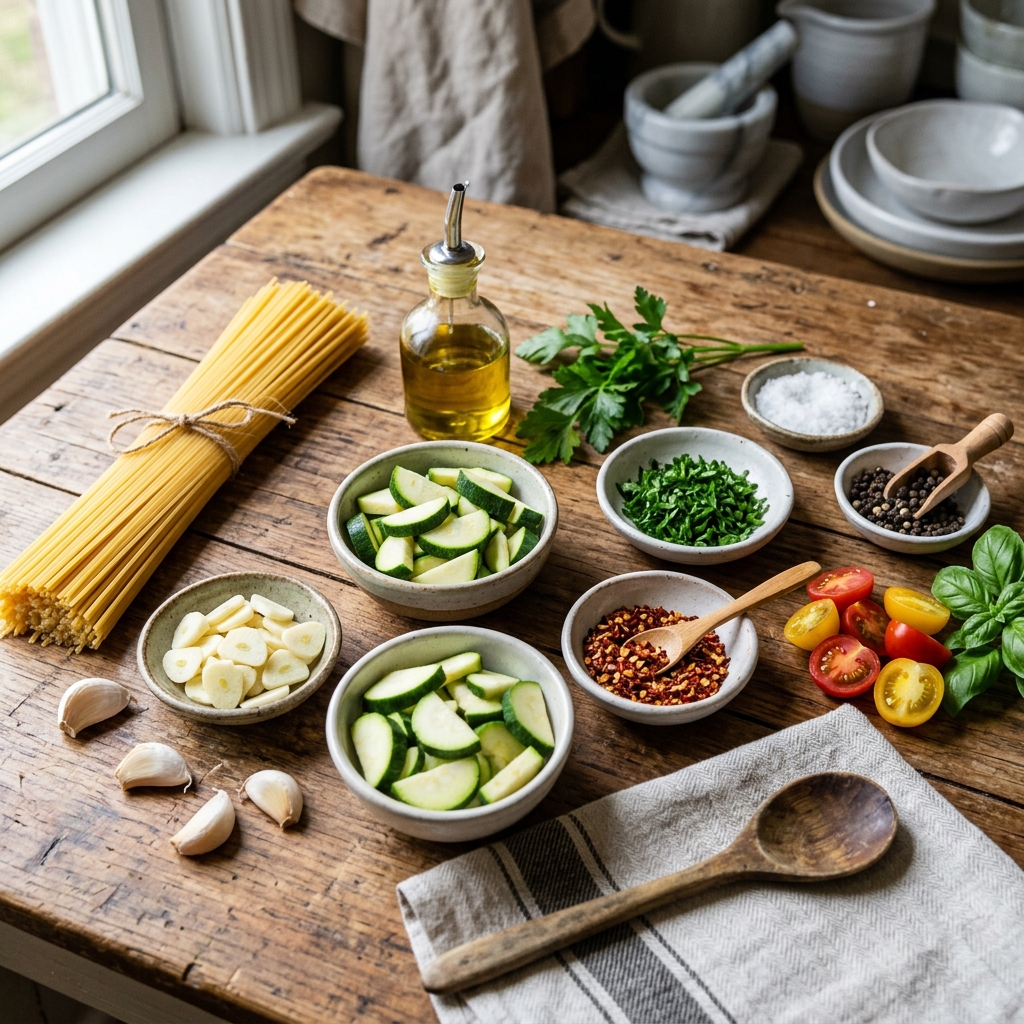 Spaghetti Aglio Olio With Zucchini Recipe