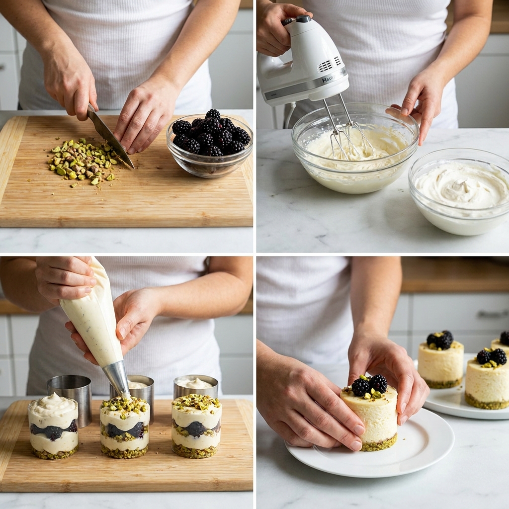Pistachio Blackberry Cheesecake Towers Recipe: Elegant No-Bake Dessert 2026 14 pistachio blackberry cheesecake towers recipe
