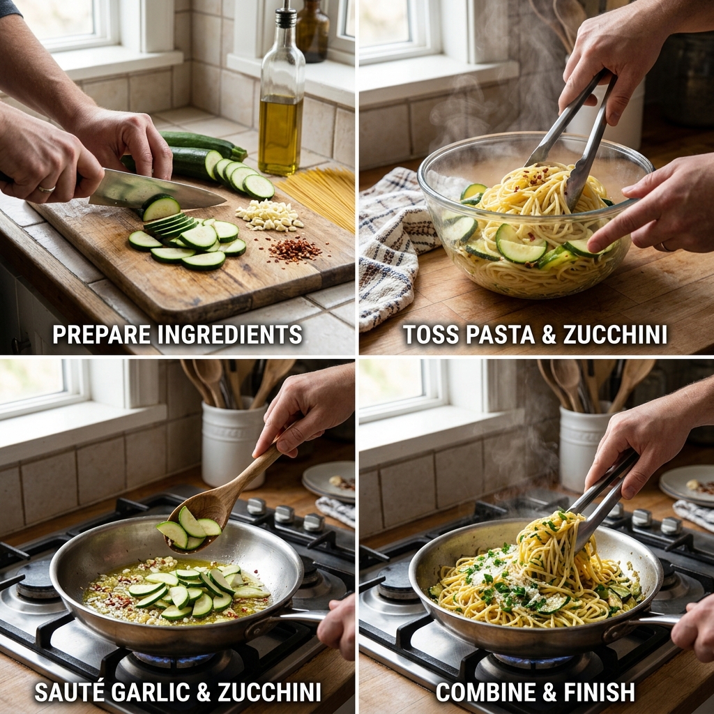 Spaghetti Aglio Olio With Zucchini Recipe