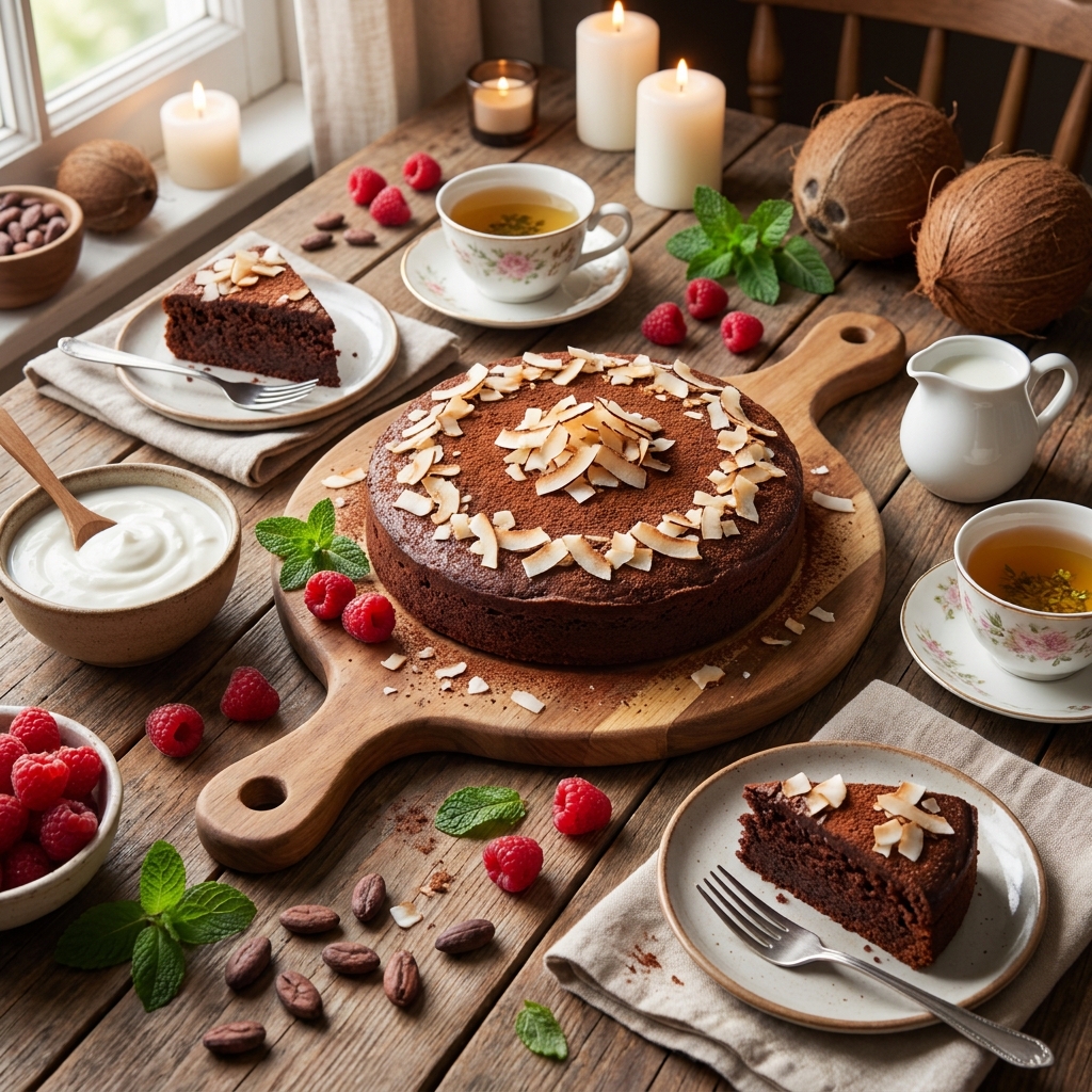 healthy chocolate coconut snack cake gluten free