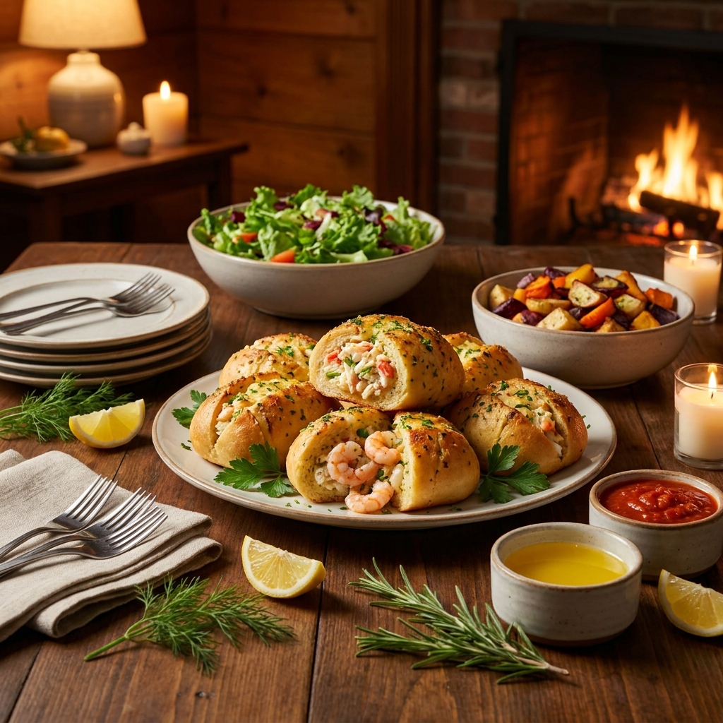 crabby shrimp stuffed garlic bread bombs recipe