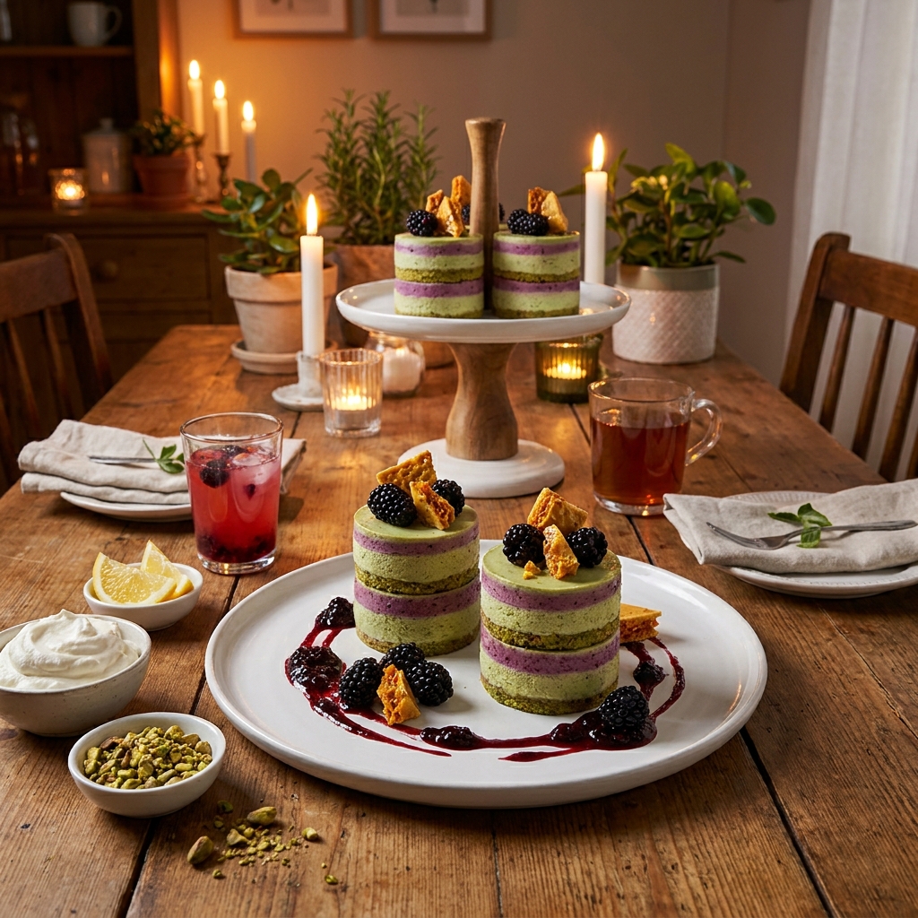 Pistachio Blackberry Cheesecake Towers Recipe: Elegant No-Bake Dessert 2026 15 pistachio blackberry cheesecake towers recipe