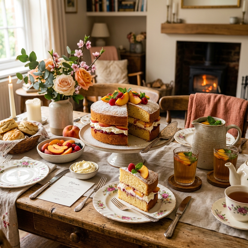 Peaches and Cream Victoria Sandwich Recipe