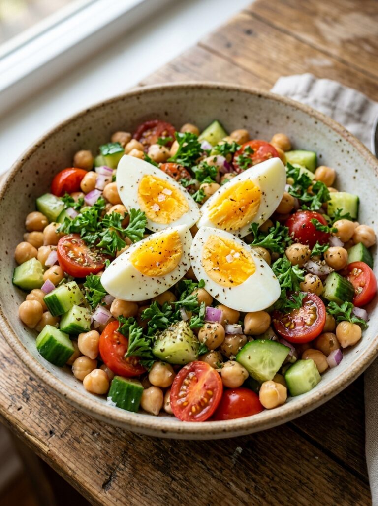 Mediterranean Breakfast Salad with Eggs Chickpeas and Cucumbers Recipe: A Complete Guide 17 A realistic close up recipe photo 202605051949