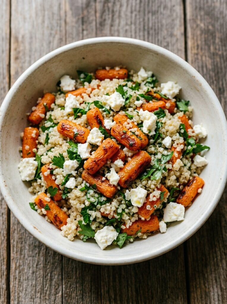 Beginner Mediterranean Roasted Carrot Feta Quinoa Recipe 12 A realistic close up recipe photo 202605121537
