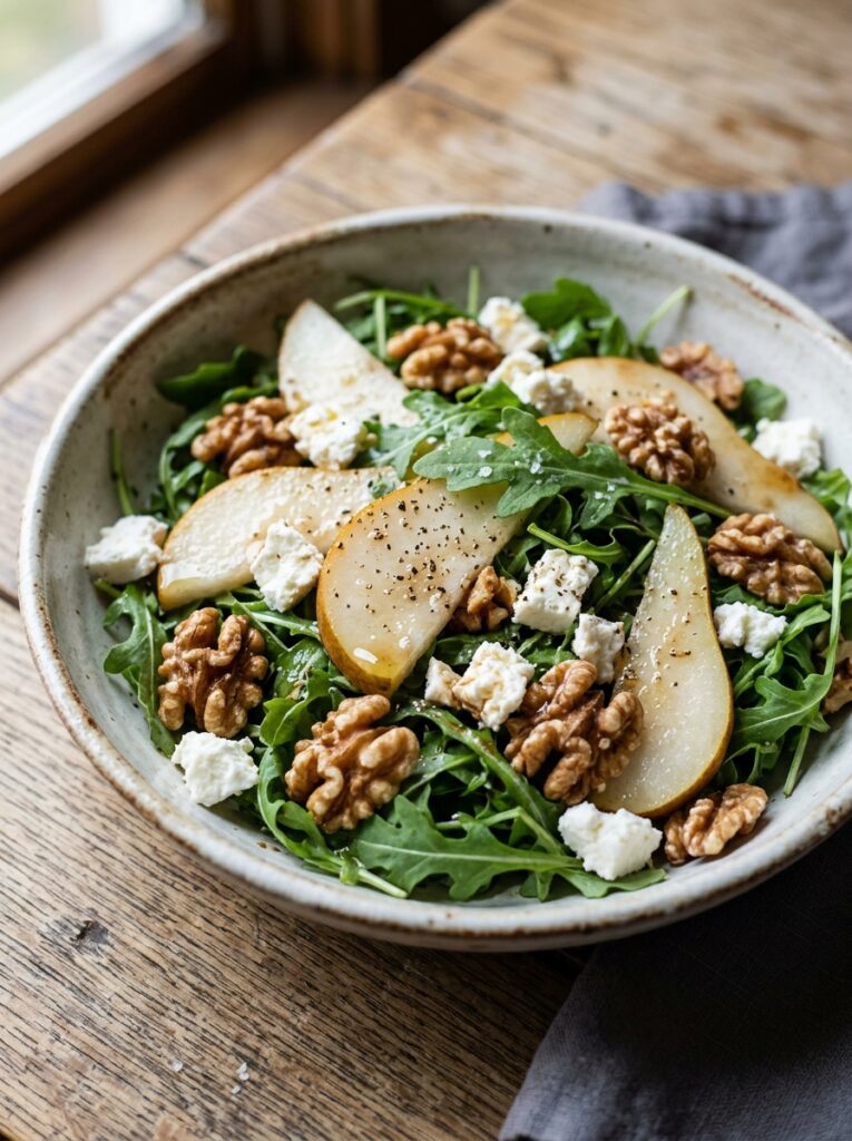 Mediterranean Arugula Pear Walnut Feta Salad Recipe 12 Arugula pear walnut feta salad 202605032210