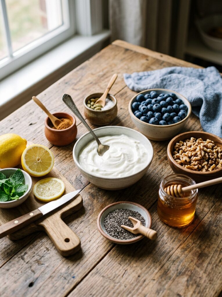 Mediterranean Blueberry Yogurt Bowl with Walnuts and Honey Recipe: A Healthy, Flavorful Breakfast 13 Blueberry Yogurt Bowl ingredient… 202605042230