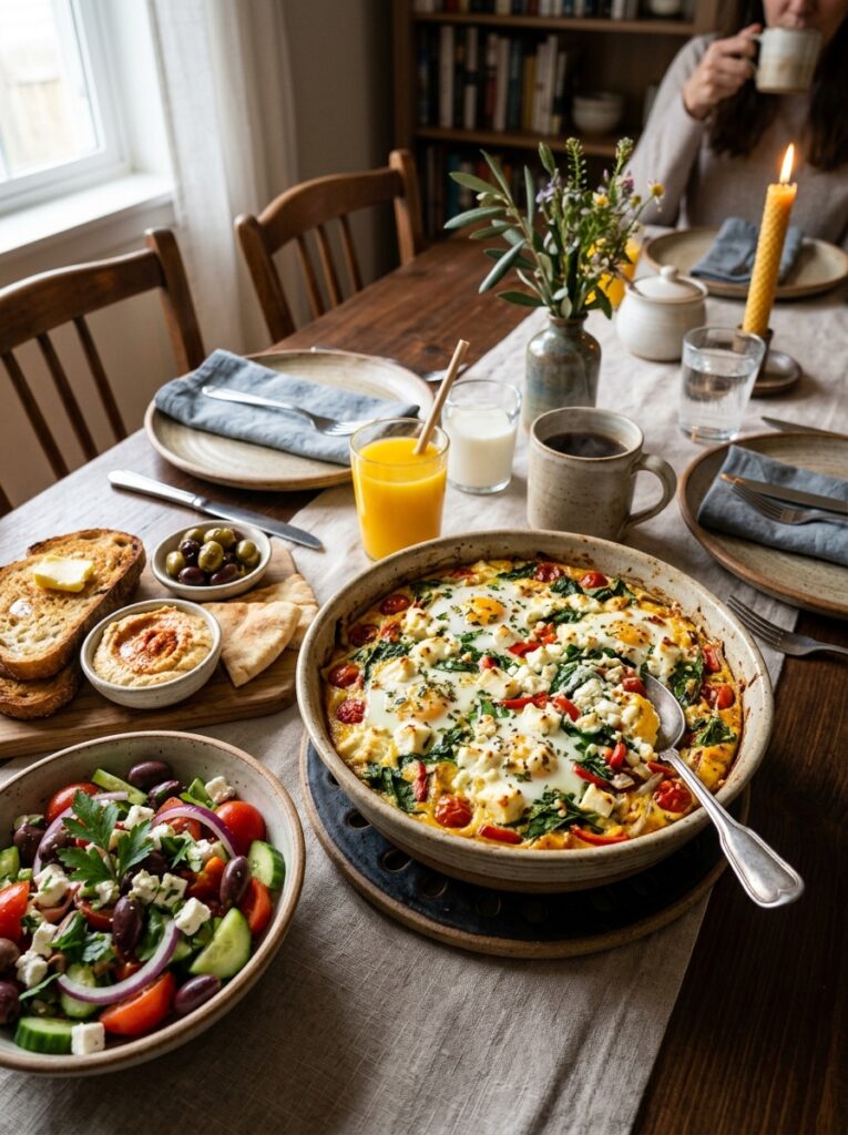 Mediterranean Spinach Tomato Breakfast Casserole with Feta Recipe 14 Breakfast casserole with side di… 202605052014