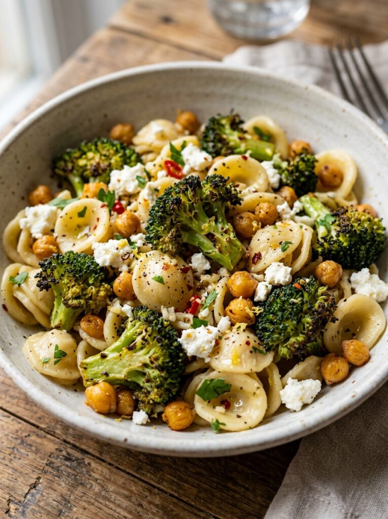 Mediterranean roasted broccoli chickpea pasta with feta recipe 12 Broccoli chickpea pasta with feta 202605101307