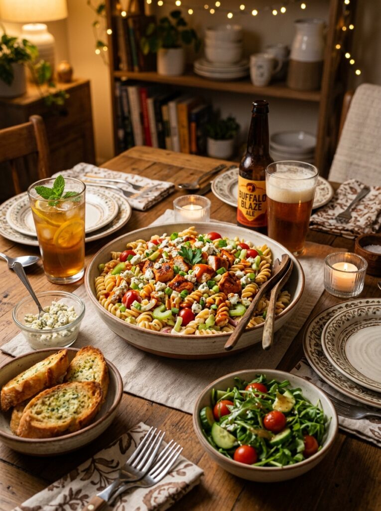 Buffalo Chicken Cold Blue Cheese Pasta Salad 15 Buffalo chicken pasta salad setup 202606031818