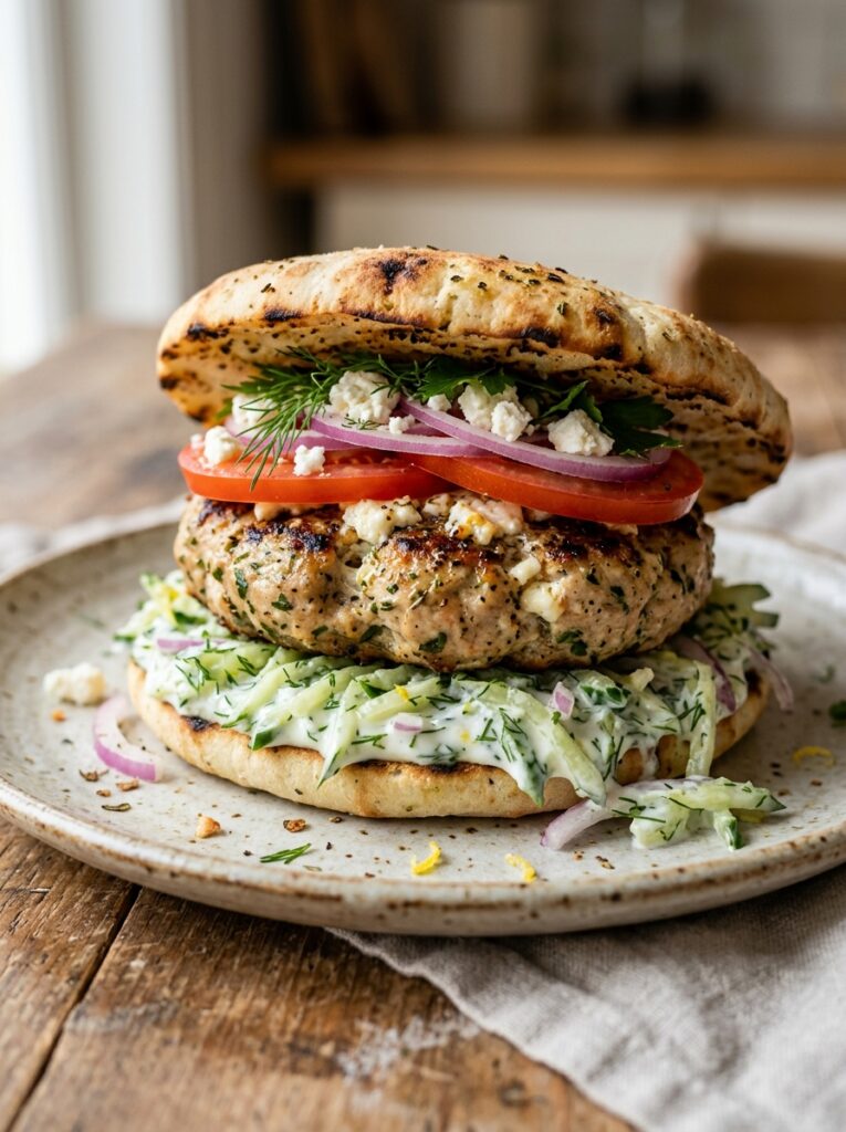 Chicken burger with tzatziki slaw 202605181742