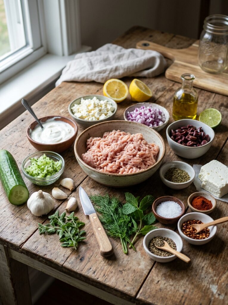 Chicken feta burgers ingredients… 202605311623