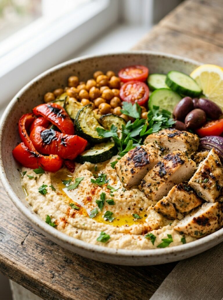 mediterranean chicken hummus bowls with roasted vegetables recipe 17 Chicken hummus bowls roasted veg… 202605121608 1