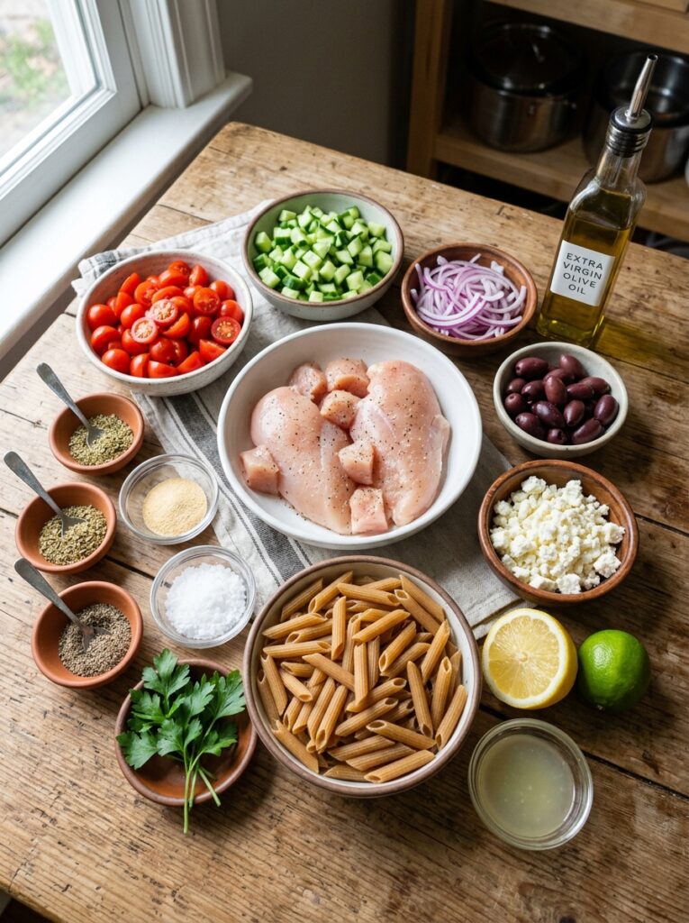 Mediterranean Chicken Pasta Salad with Feta and Olives Recipe: A Fresh, Flavor-Packed Meal 13 Chicken pasta salad ingredients … 202605101323