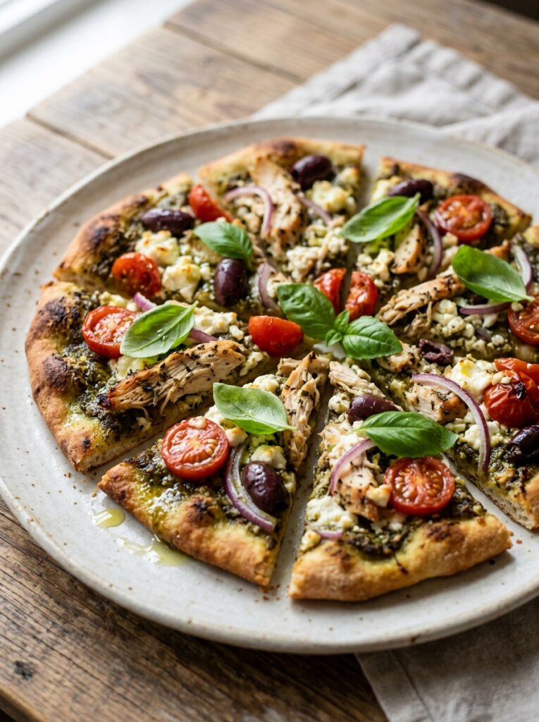 Mediterranean Chicken Pesto Flatbread Pizza Dinner Recipe 12 Chicken pesto flatbread pizza di… 202605161406