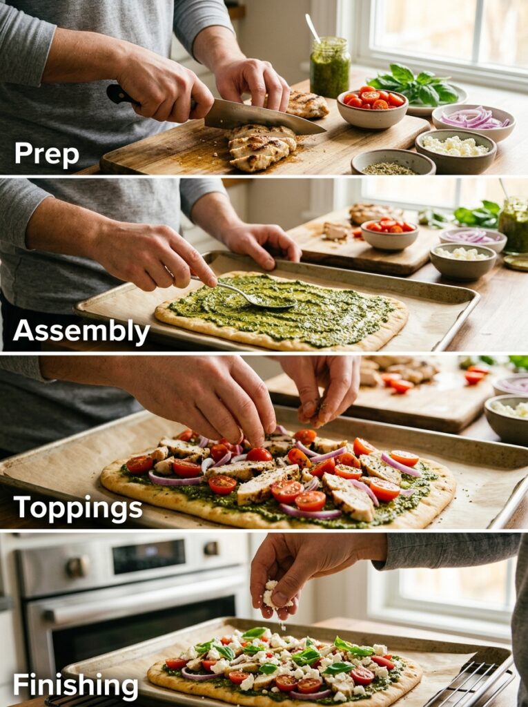 Mediterranean Chicken Pesto Flatbread Pizza Dinner Recipe 14 Chicken pesto flatbread pizza re… 202605161406