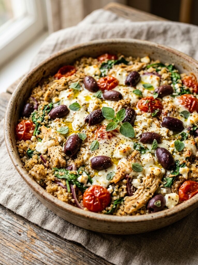 Mediterranean Chicken Quinoa Casserole with Olives and Feta Recipe 12 Chicken quinoa casserole with ol… 202605101337